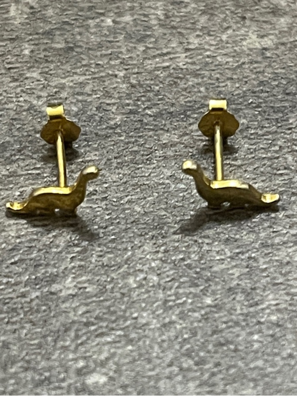 Gold Tone Dinosaur Dino Stud Earrings for Kids - Cute Marine Charm